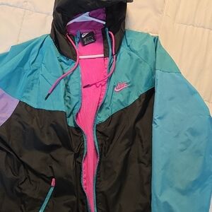 Nike Blue and Black Windbreaker with Pink Accents